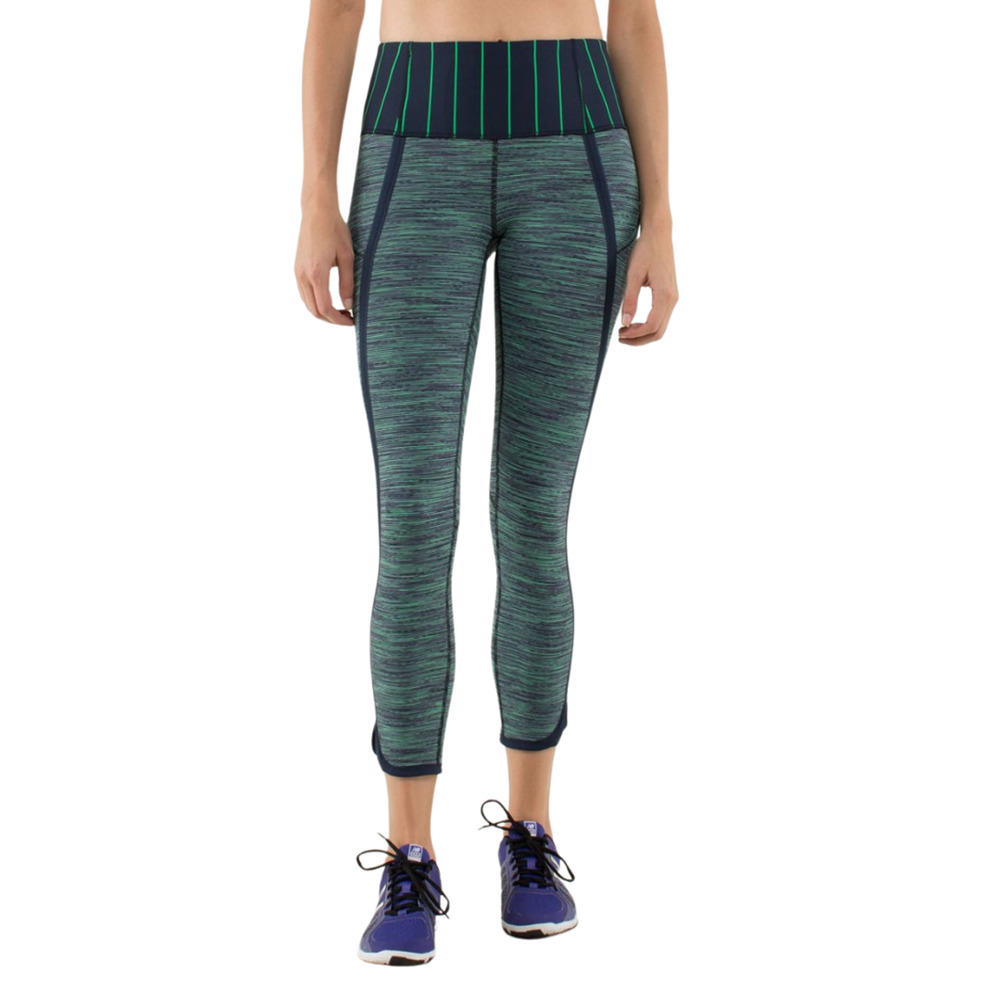 Lululemon Leggings size 8 Can't Stop Crop Dark Blue Green Zipper Pocket